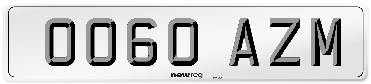 OO60 AZM Number Plate from New Reg